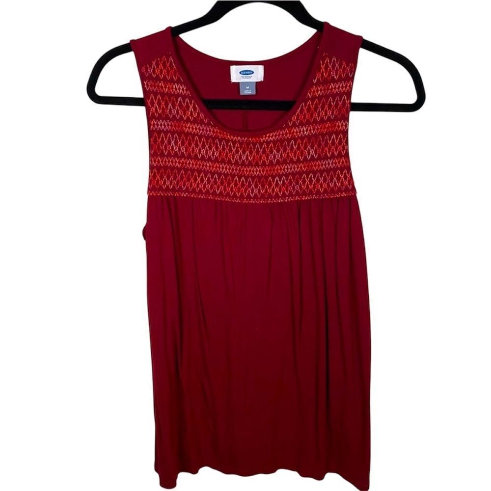 Old Navy Red Embroidered Sleeveless Top Sz M